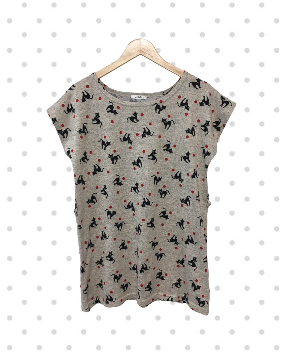 vintage cat pattern top heather gray 상품이미지1
