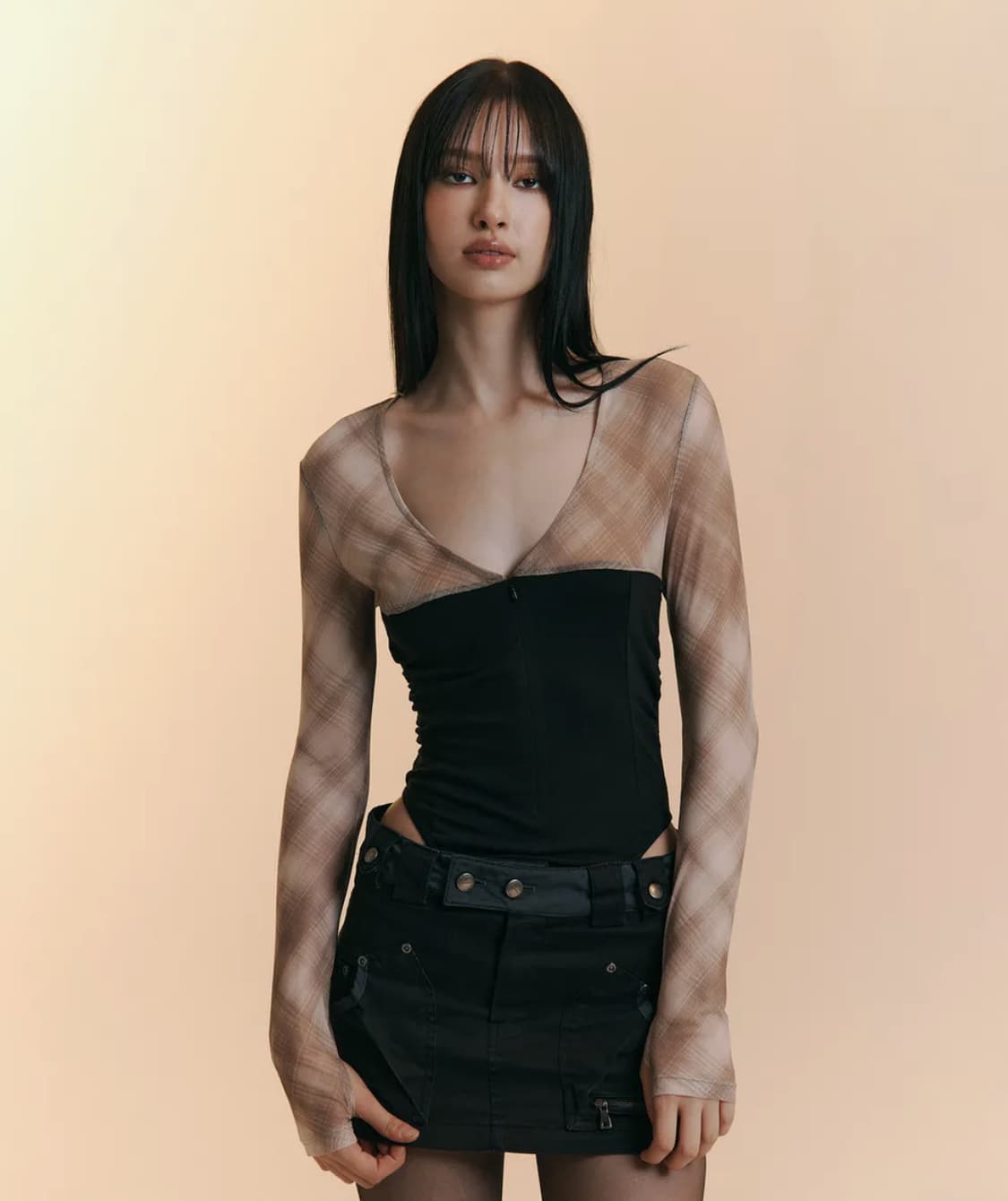 플리즈노팔로우 Etta Check Bodysuit 상품이미지1