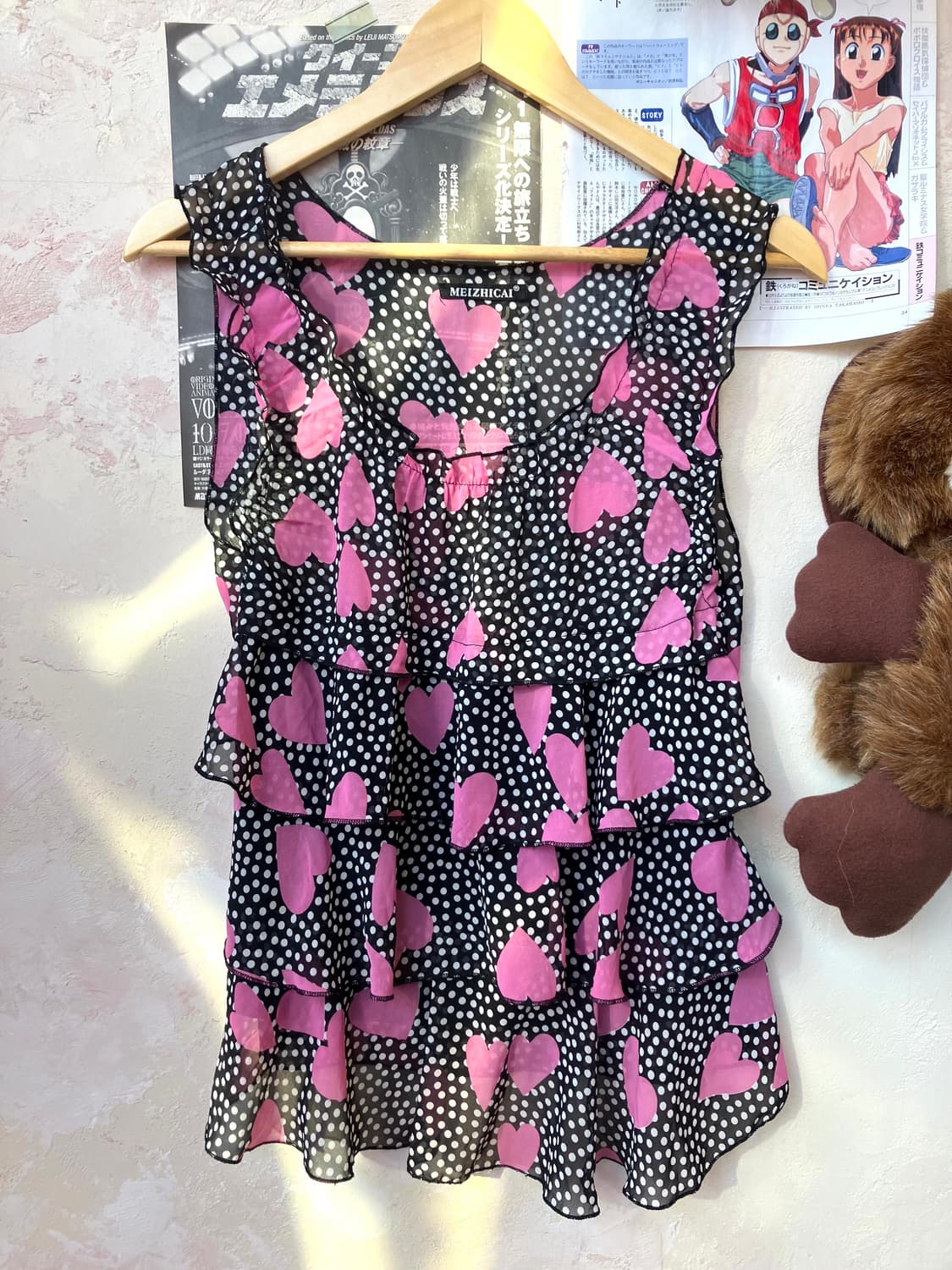 jpn 하트 도트 슬리브리스 상품이미지2