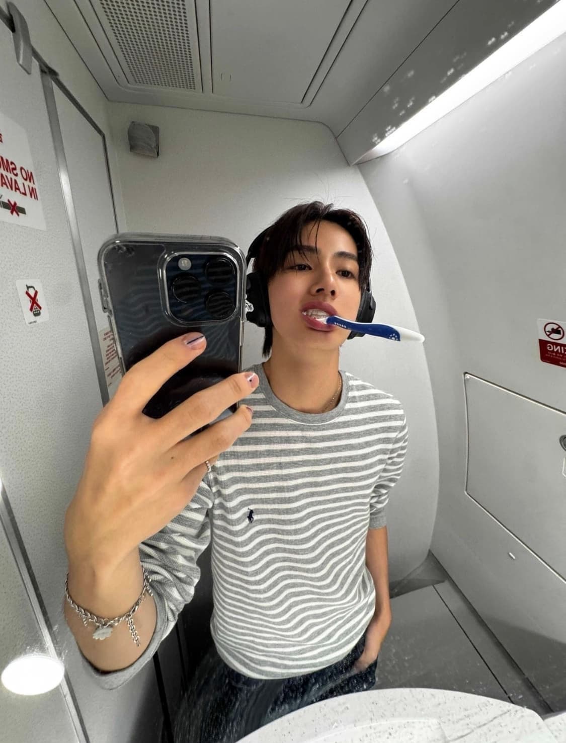 폴로 랄프로렌 코르티스 엄성현 와플 롱슬리브 긴팔티 그레이 M 상품이미지3