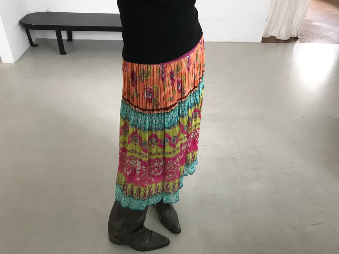 vintage pattern pleats skirt 상품이미지3