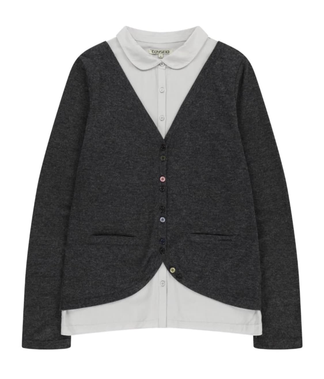 코이세이오 레이어드 셔츠 가디건 다크그레이 1 상품이미지1