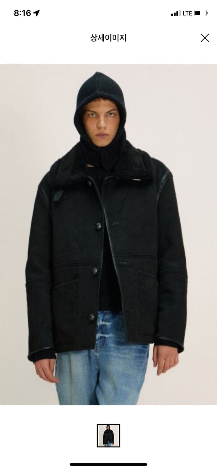 누아클레 NUAKLE m 시어링 스웨이드 무스탕 맨 블랙 002 사이즈 상품이미지4