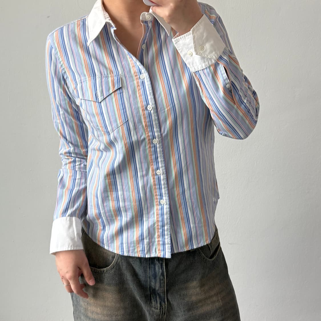 [10] 폴로 칼라 스트라이프 셔츠 상품이미지1