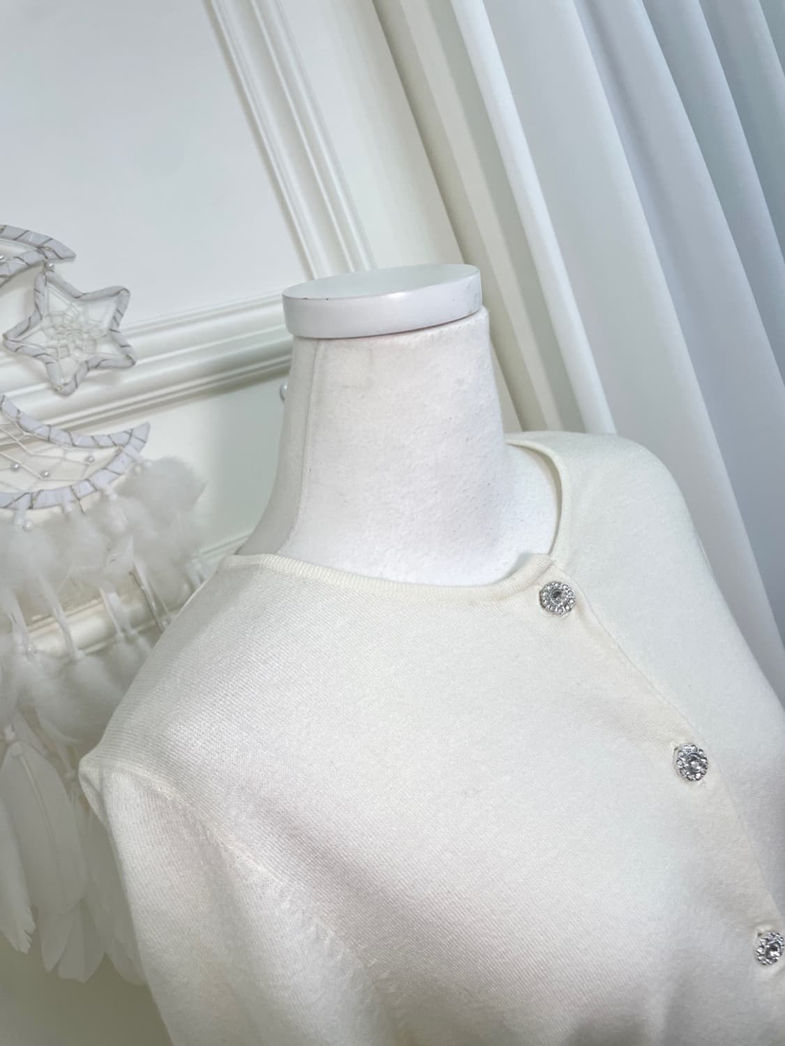 ivory crystal button point basic cardiga 상품이미지7