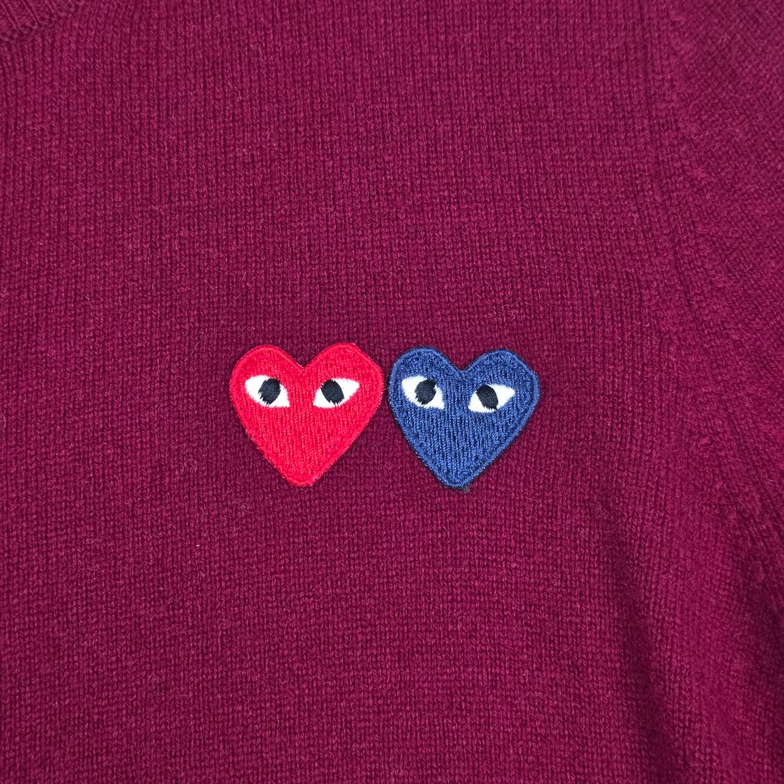 꼼데가르송 플레이 여성 라운드넥 가디건 버건디 상품이미지3