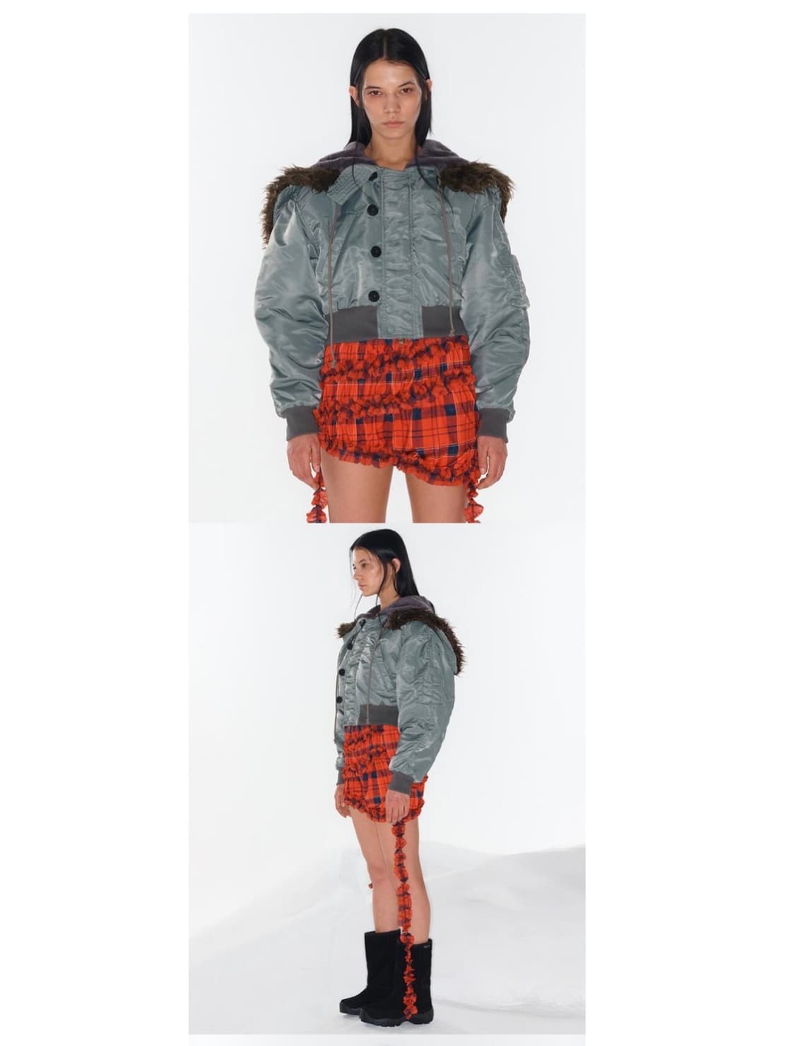 open yy 폭스 퍼 지퍼후드 카키 2사이즈 상품이미지1