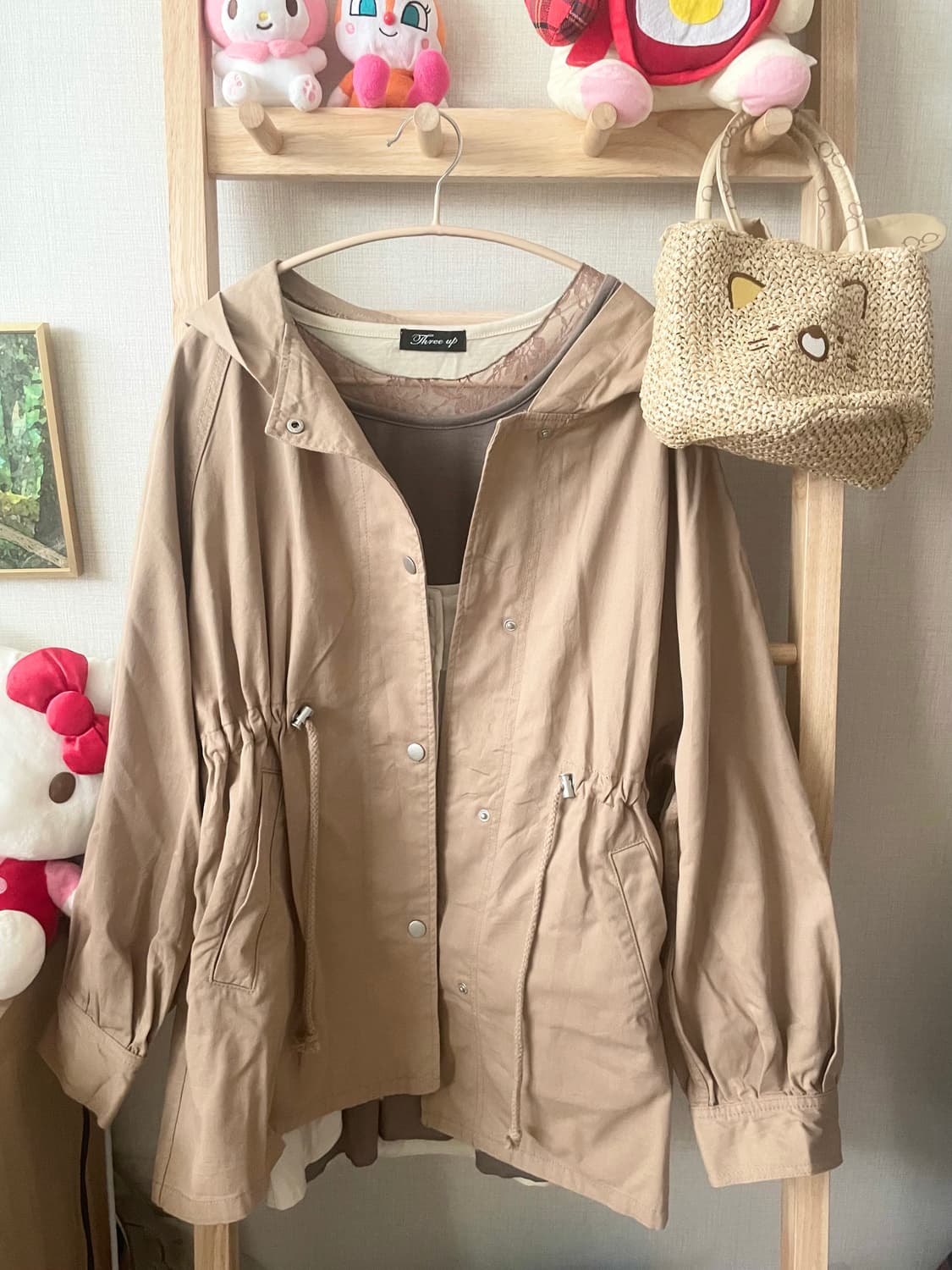 모리걸 빈티지 베이지 후드 야상 🤎🤍 상품이미지2