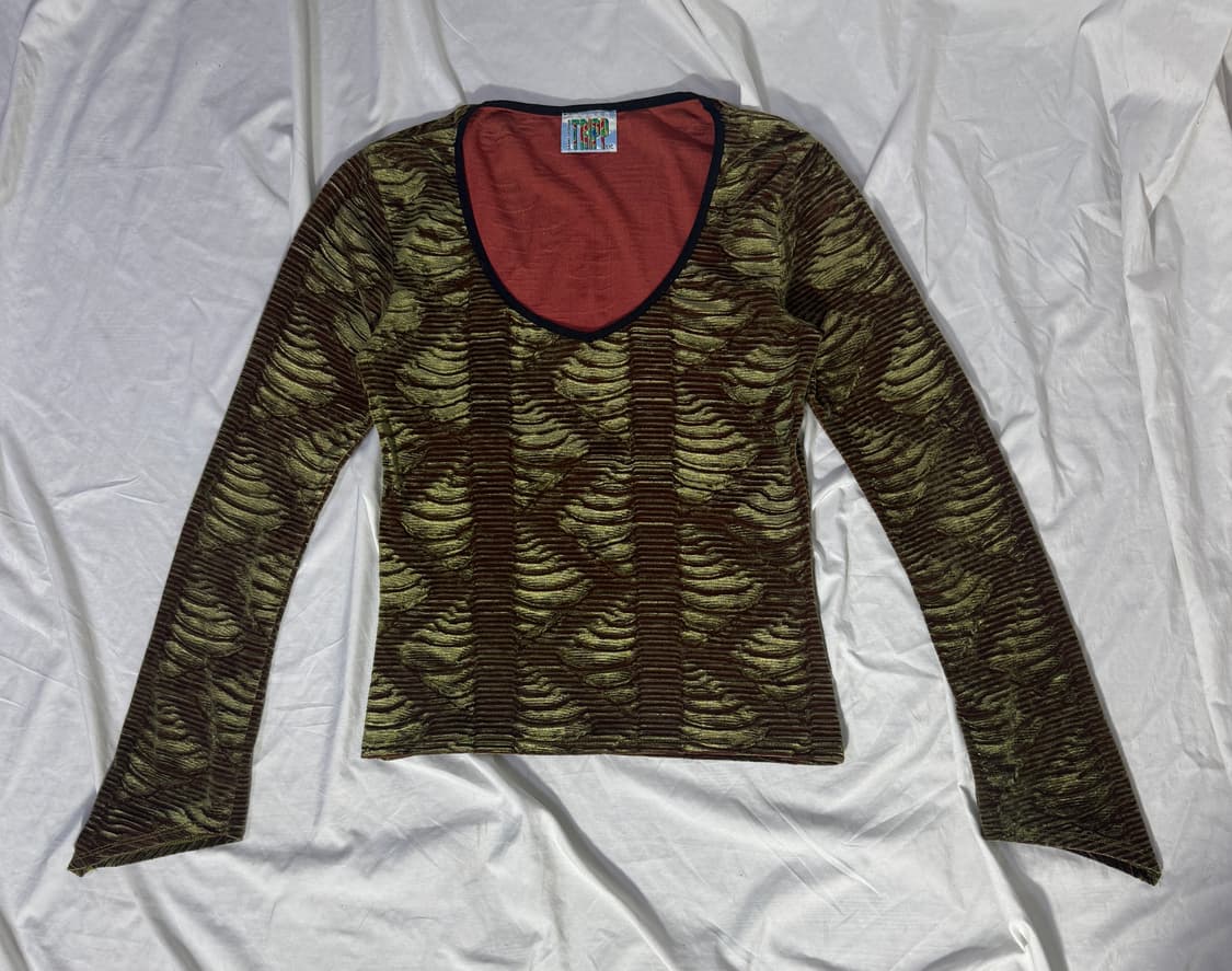 Usa tripp nyc 패턴 롱슬리브 y2k 레이브 사이키델릭 상품이미지1