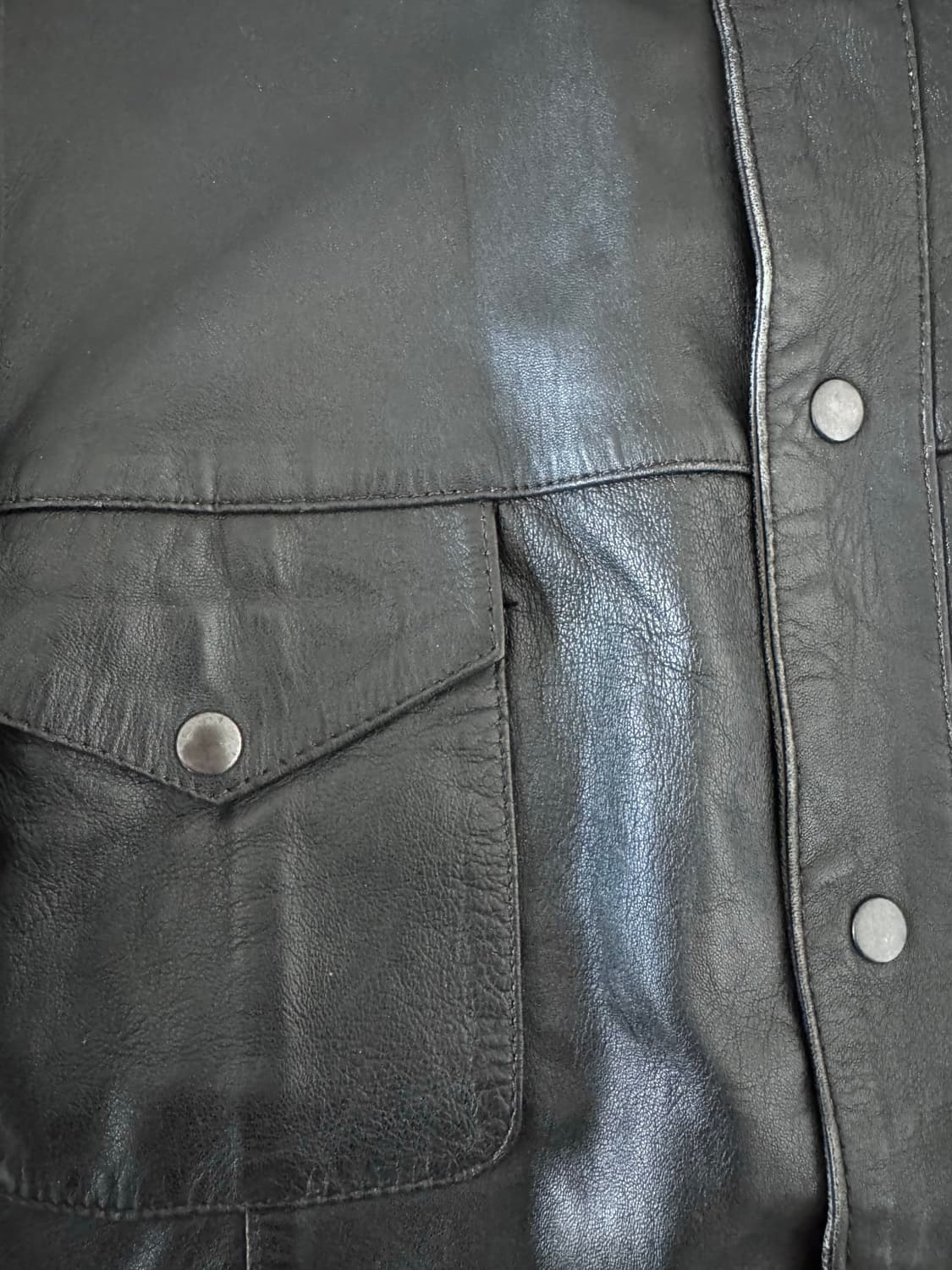 [XL] 빈티지 블루 플레임 자수 가죽 셔츠 자켓 상품이미지7