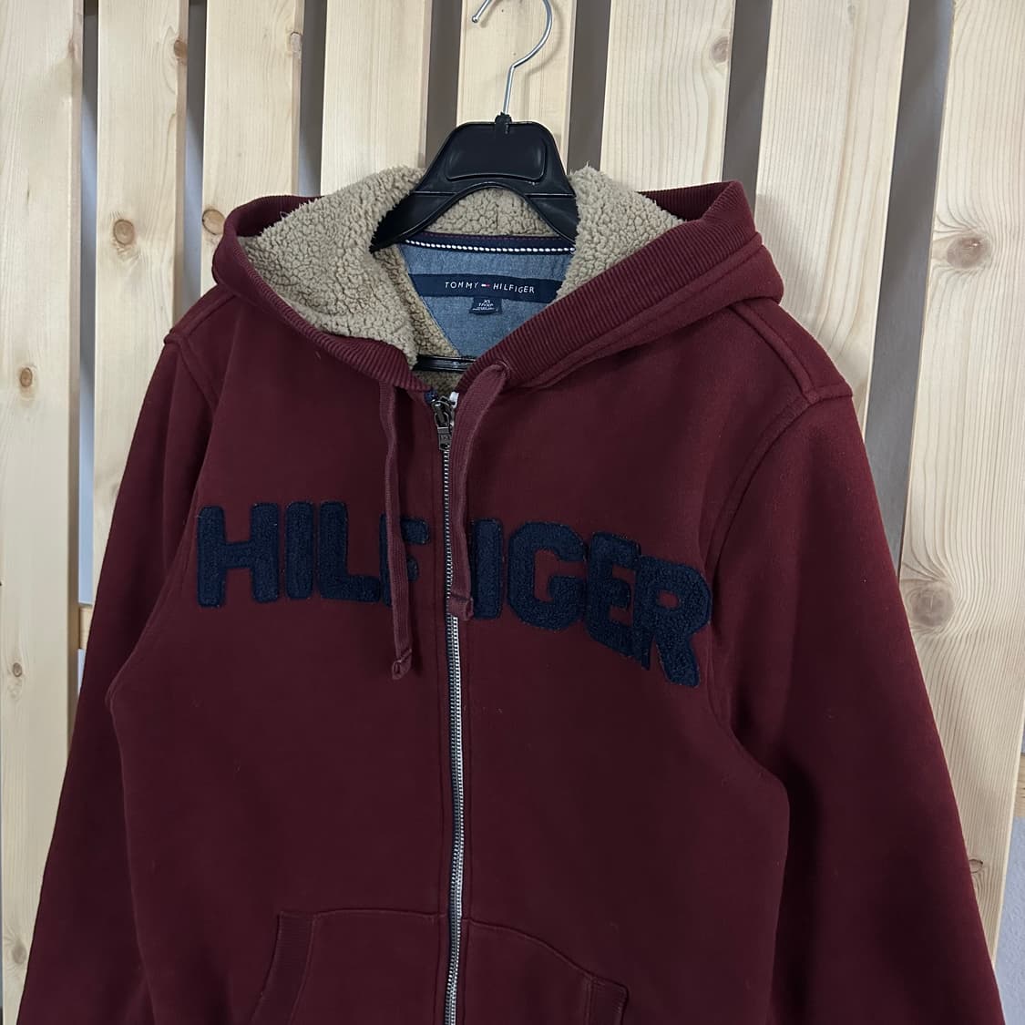 (S) 타미힐피거 버건디 양털 후드집업 상품이미지2