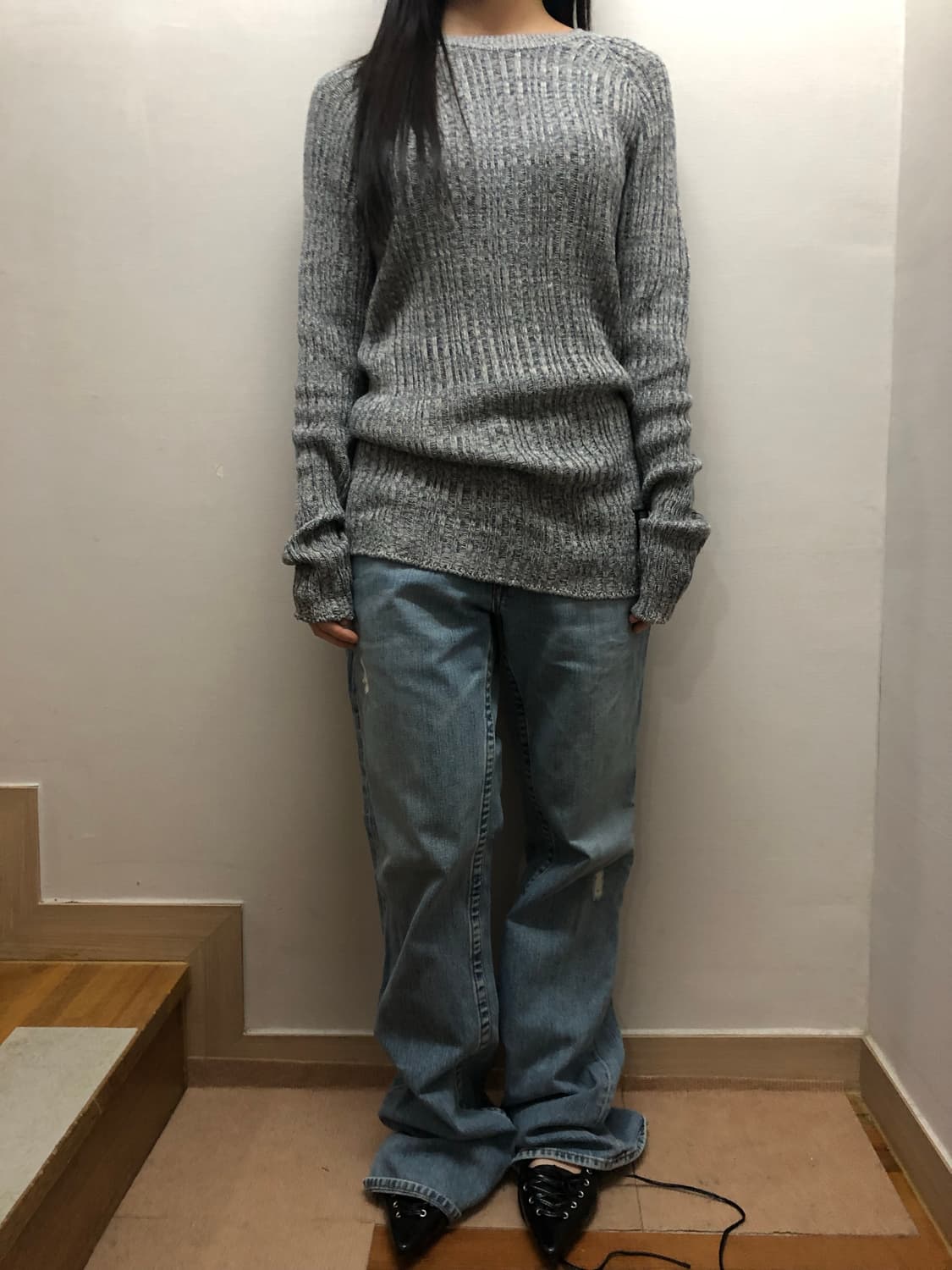 빈티지 버커루 라이트 그레이 니트 상품이미지4