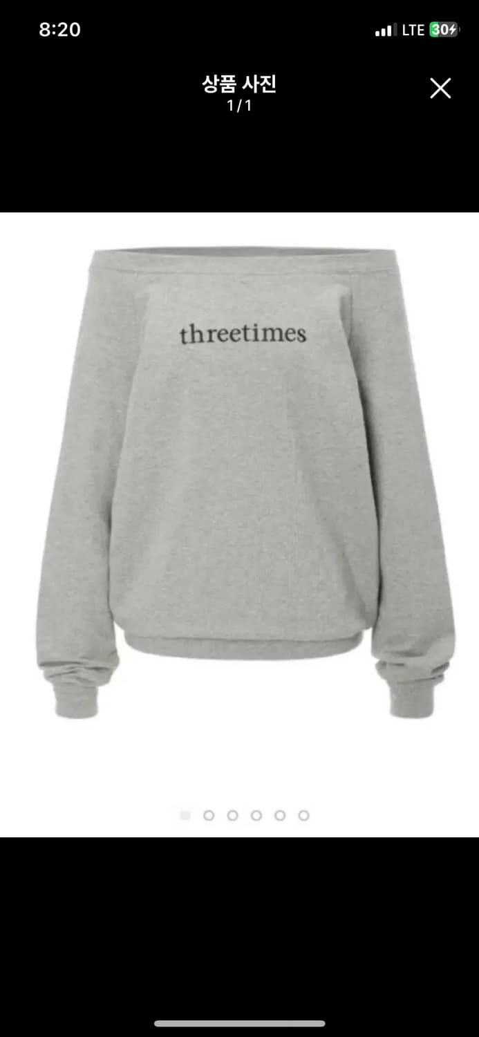 쓰리타임즈 오프숄더 맨투맨 그레이 상품이미지1