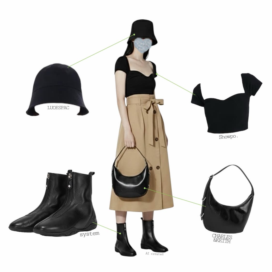 CECIL McBEE 더블버튼 트렌치 미디스커트 상품이미지2