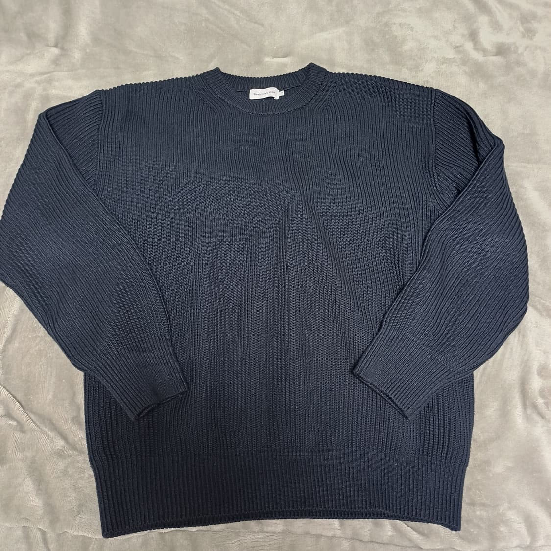 스테디에브리웨어 크루넥 코튼 립 니트 다크네이비 2사이즈 상품이미지1