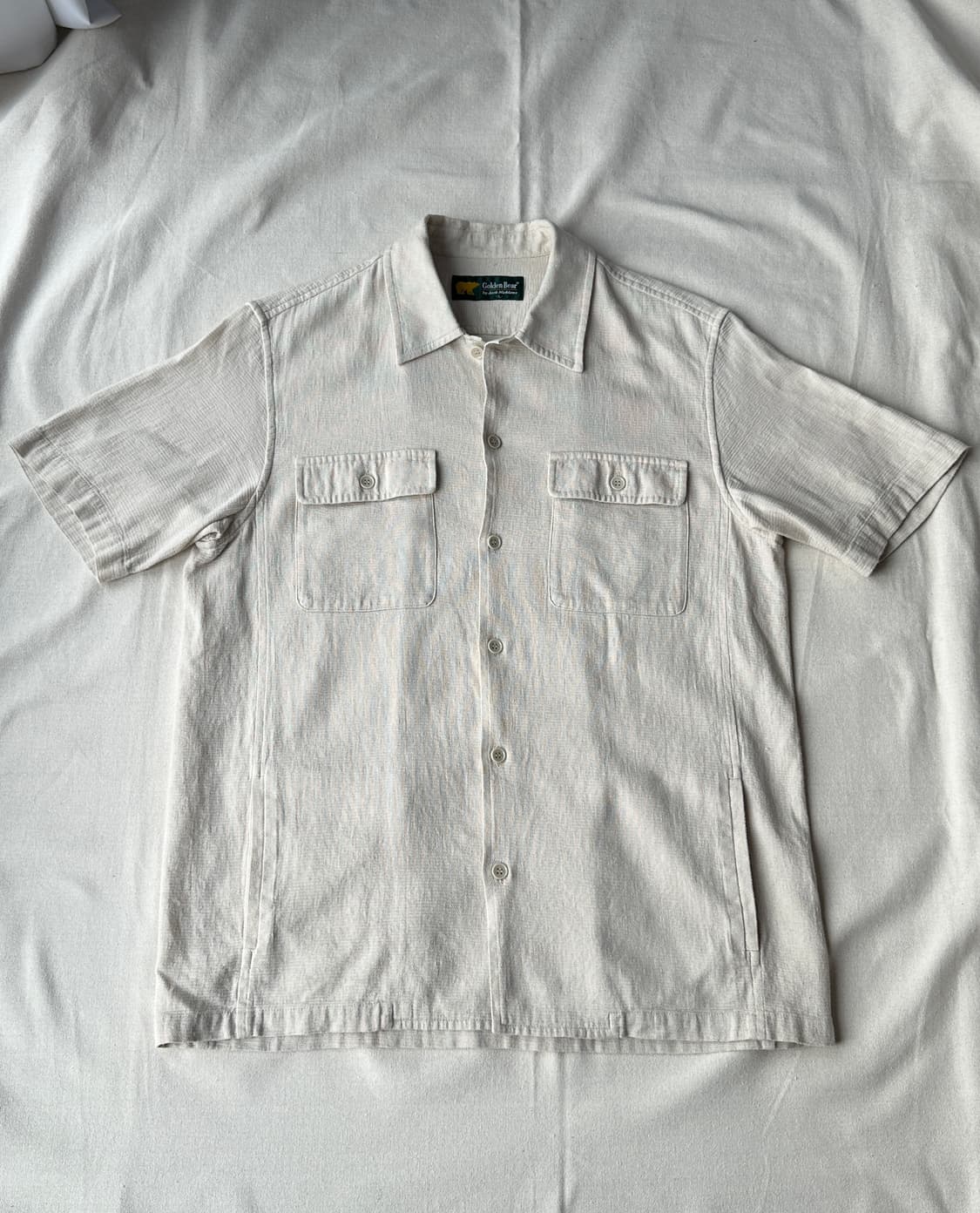 골든베어 재팬 린넨 블렌드 반팔 셔츠 아이보리 L 상품이미지1