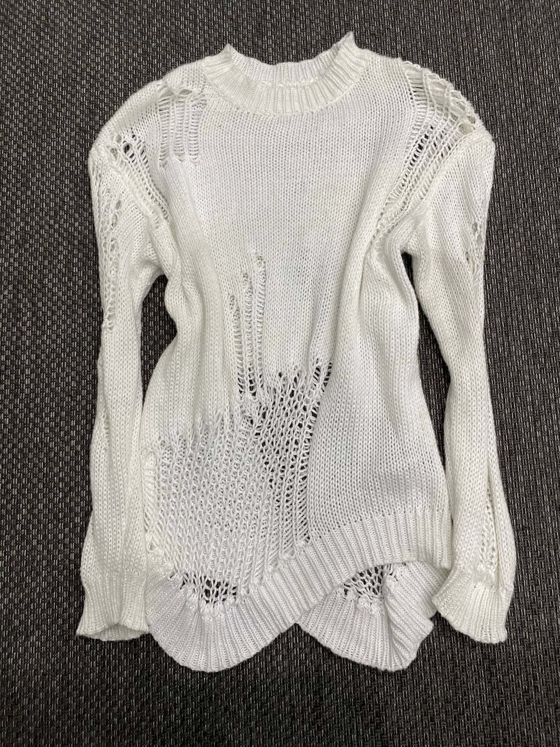 Y2K Grunge Damaged White Knit Sleeve 상품이미지5