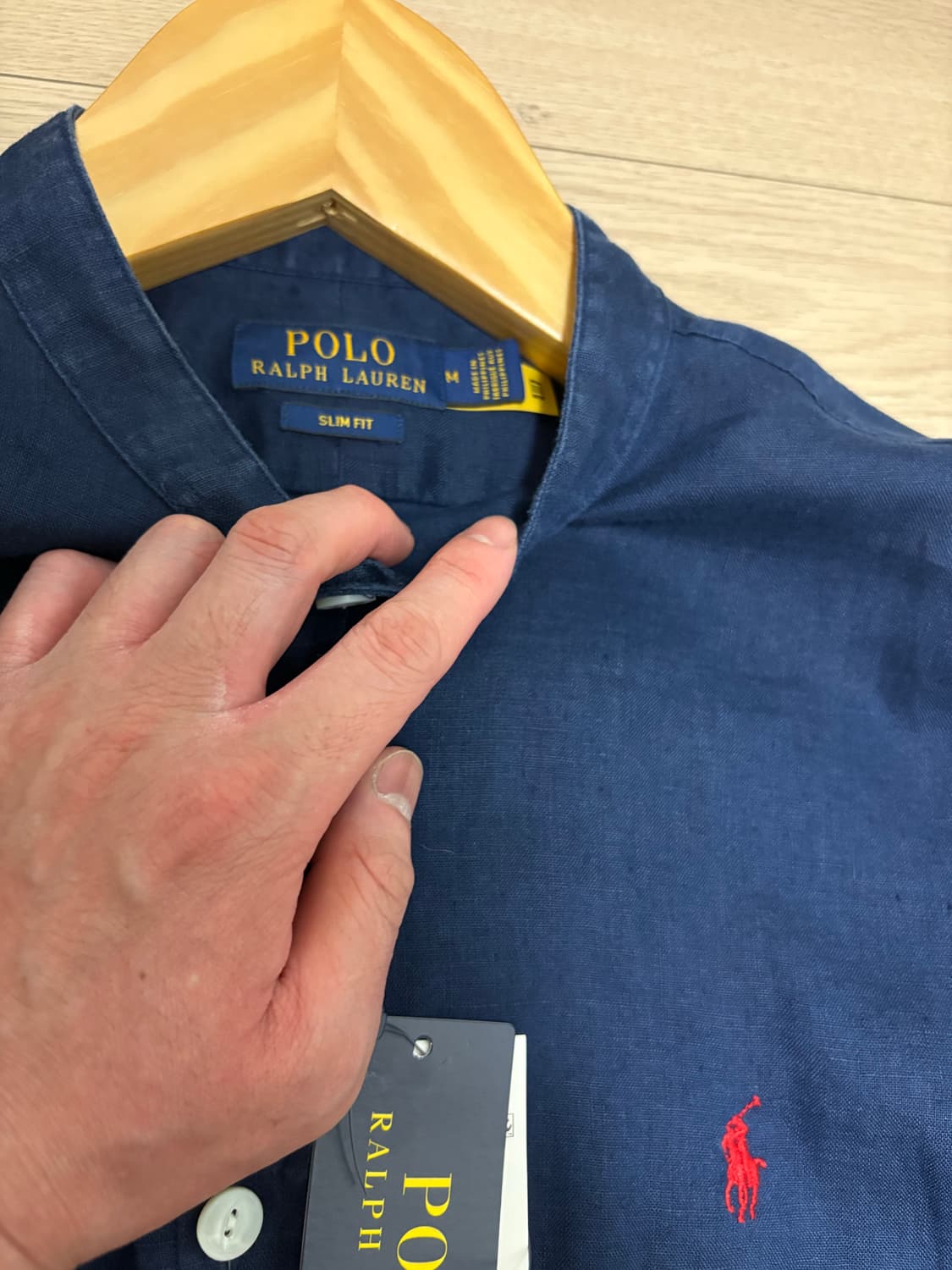 폴로 린넨 셔츠 헨리넥 m (네이비) 상품이미지5