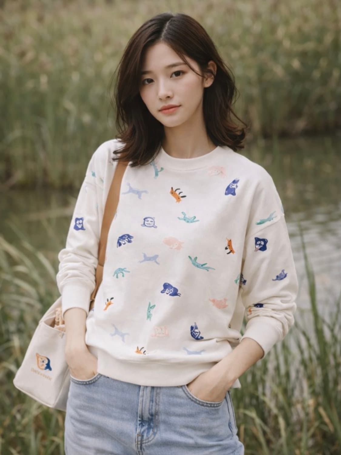 메종키츠네 패턴 맨투맨 S-M 상품이미지1