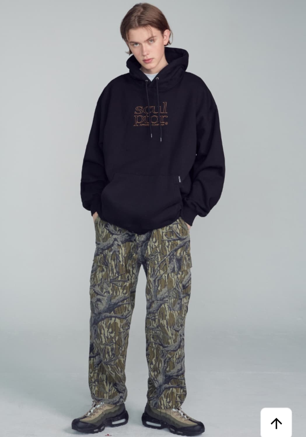 스컬프터 레트로 아웃라인 후드티 그린S 상품이미지3