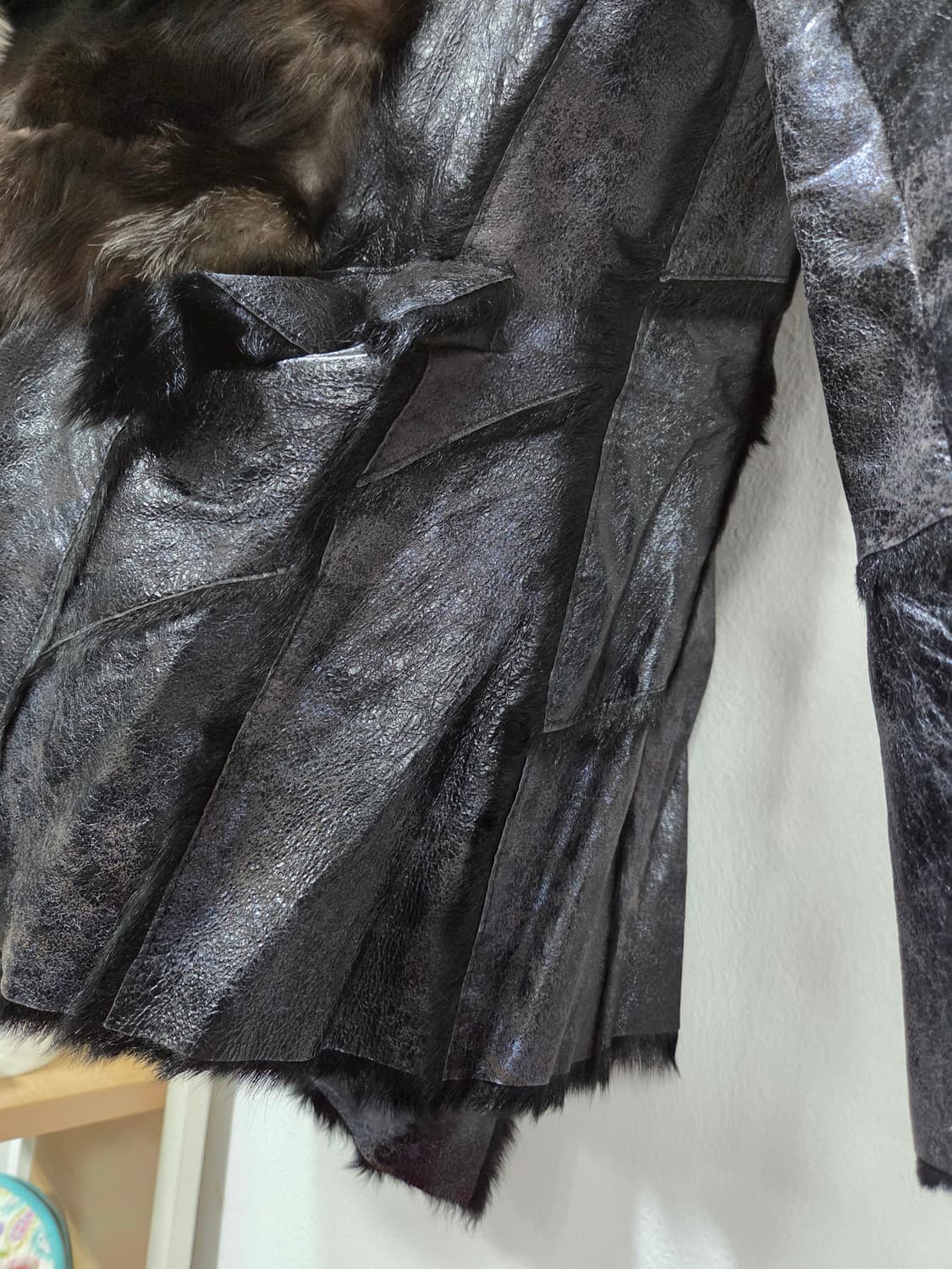 유니크.빈티지 폭스퍼 비지터블 가죽코트 상품이미지9