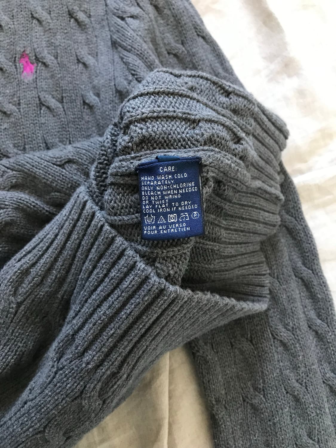 폴로 랄프로렌 포니로고 케이블 브이넥 니트 그레이 상품이미지9