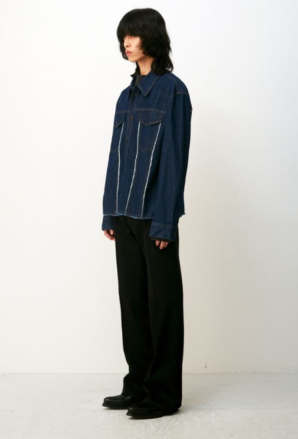 쿠어 COOR 절개 컷오프 크롭 데님셔츠 PN7447 상품이미지2