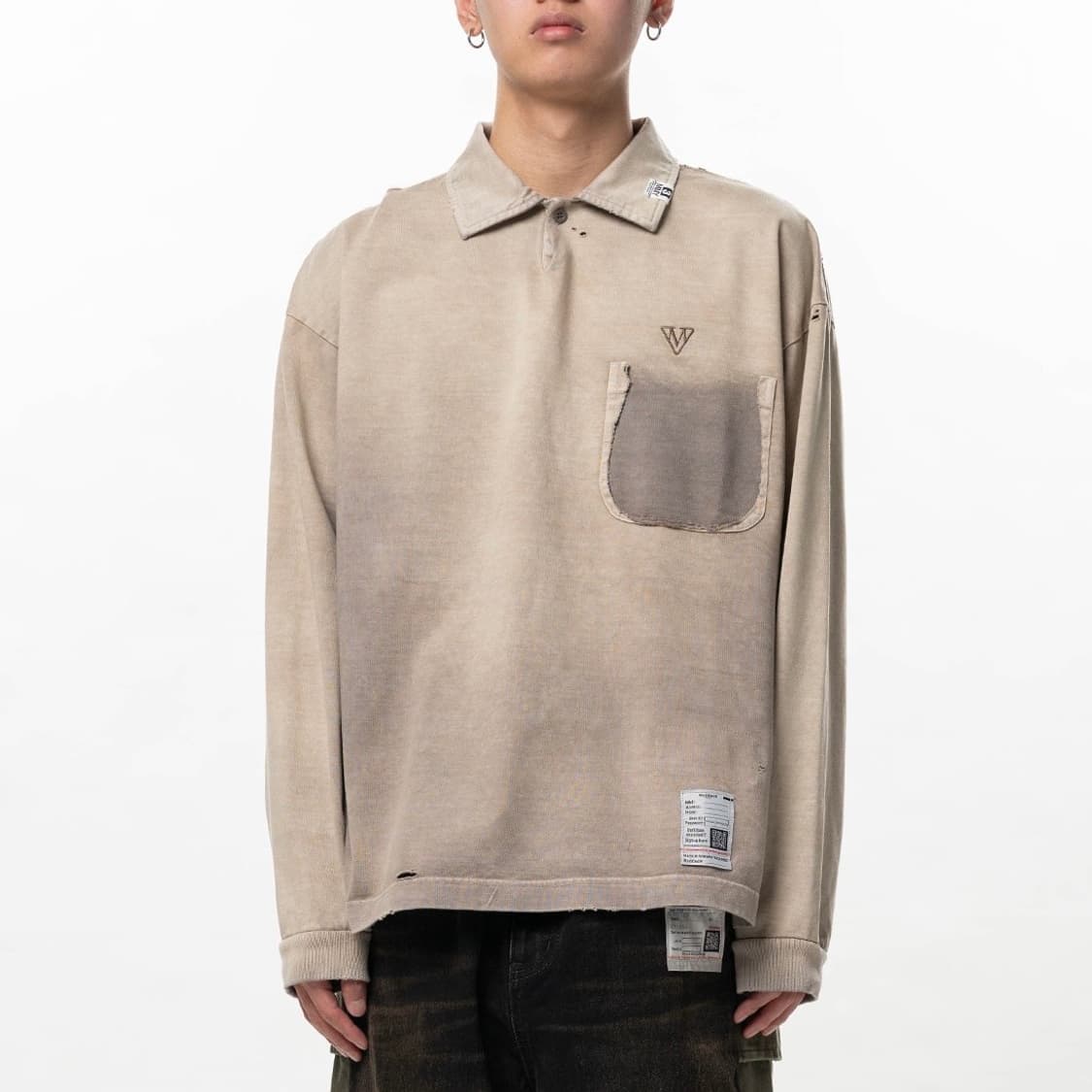 [50,52]미하라야스히로 26ss 선 페이드 폴로 티셔츠/베이지 상품이미지1