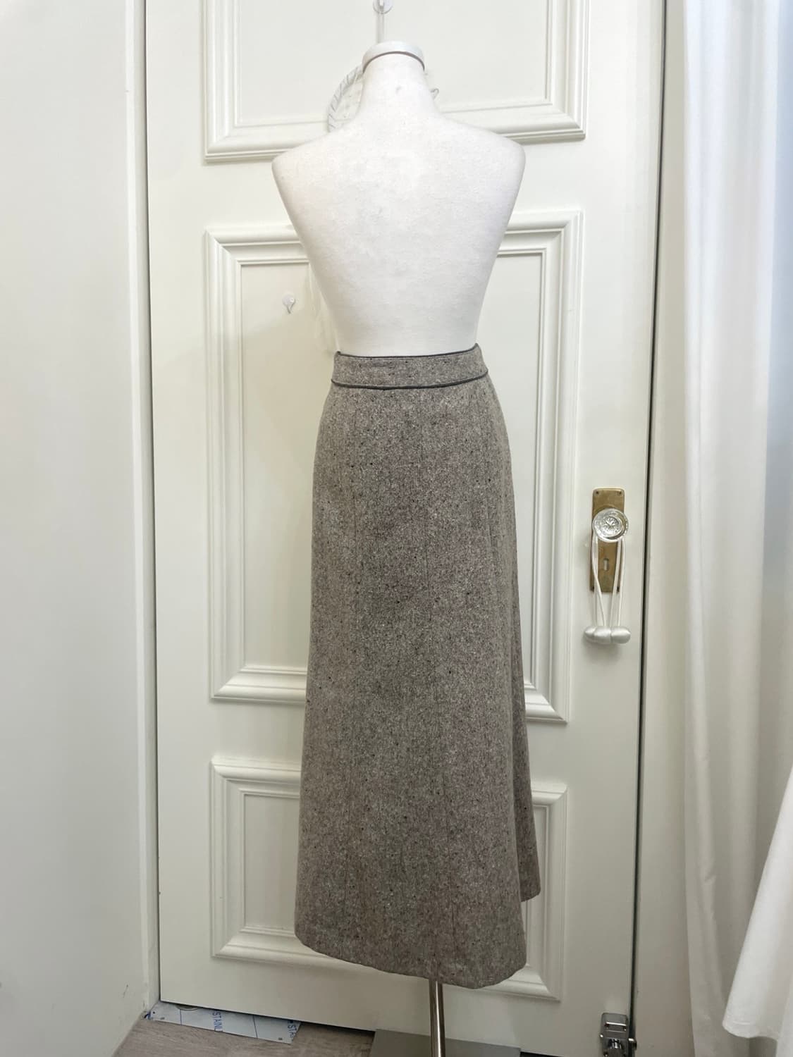 beige brown wool basic long skirt 상품이미지3