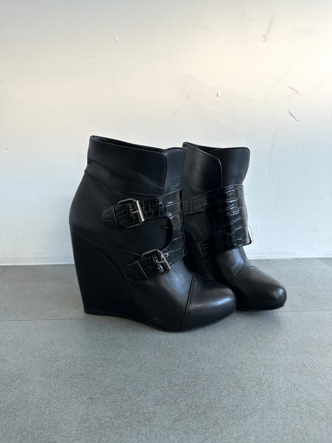 사카이 블랙 버클 레더 웨지부츠 상품이미지4