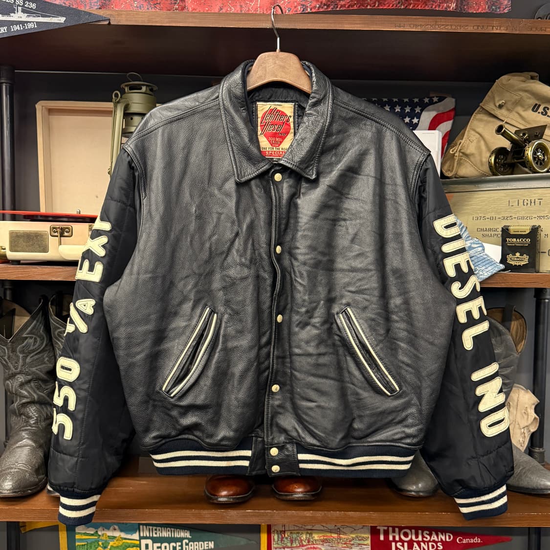 90s 디젤 레더스 레이싱 아카이브 엠브로이드 레더 블루종 N859 상품이미지1