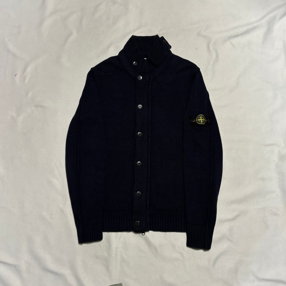 XL 스톤아일랜드 패치와펜 하이넥 버튼 니트집업 상품이미지2