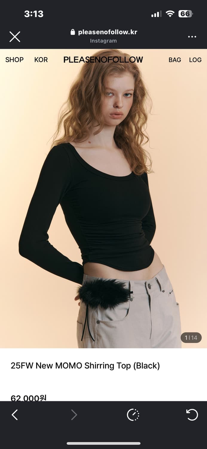 플리즈노팔로우 플노팔 뉴모모탑 블랙 새상품 상품이미지1