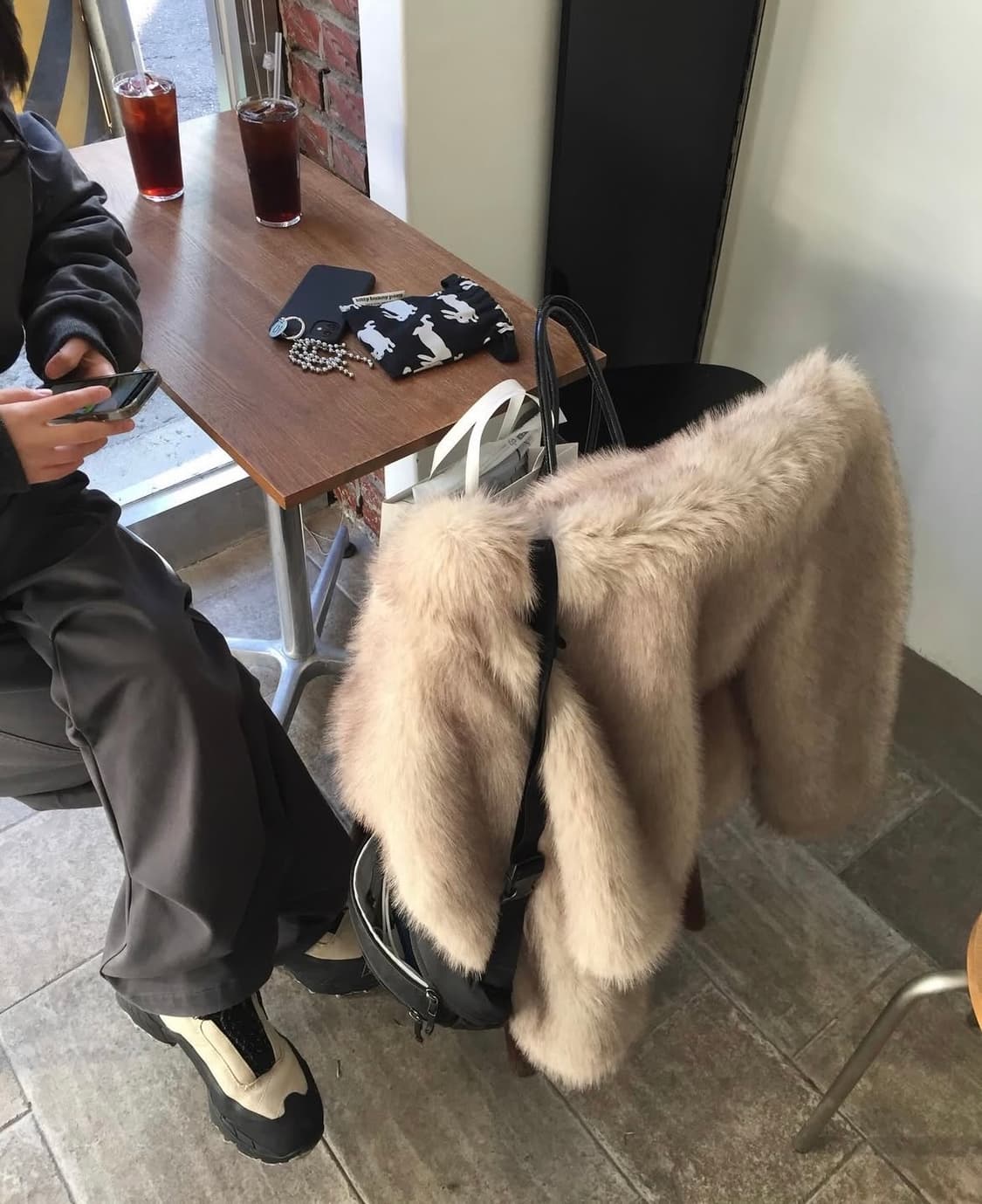 세미크롭 퍼자켓 베이지 상품이미지5