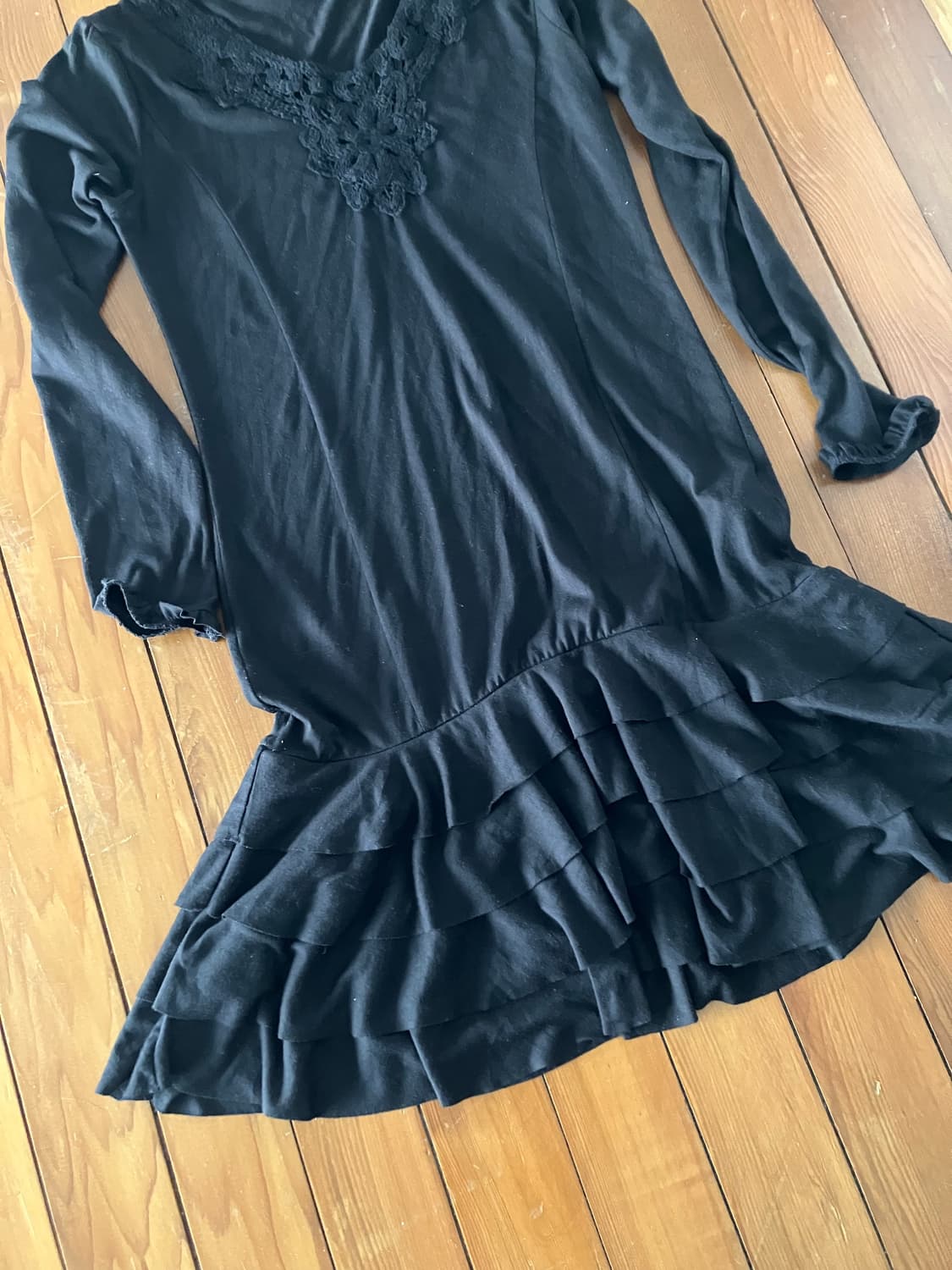 블랙 프릴 롱드레스 상품이미지4