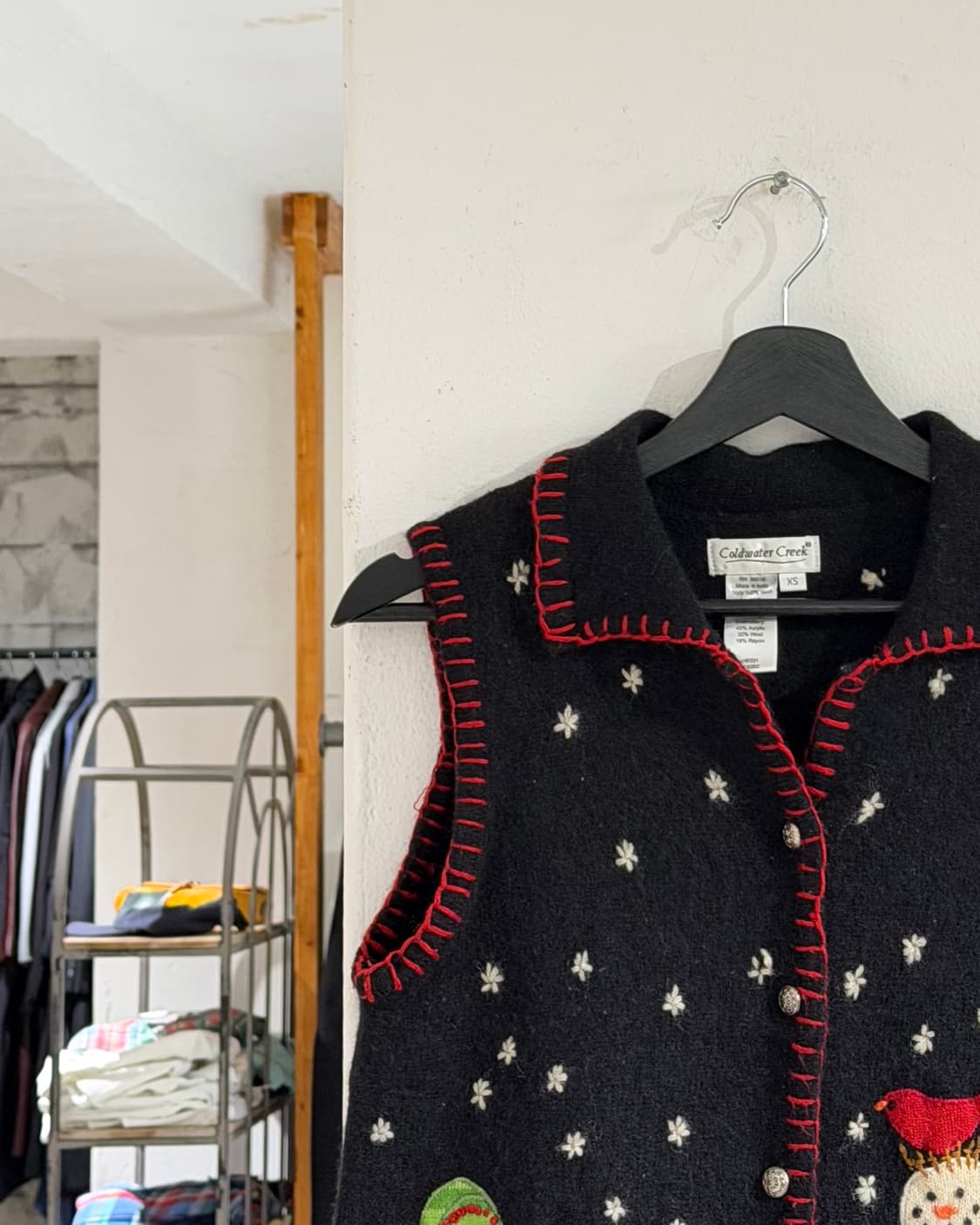 콜드워터 크릭 블랙 스노우맨 울 블랜드 스웨터 베스트 상품이미지2