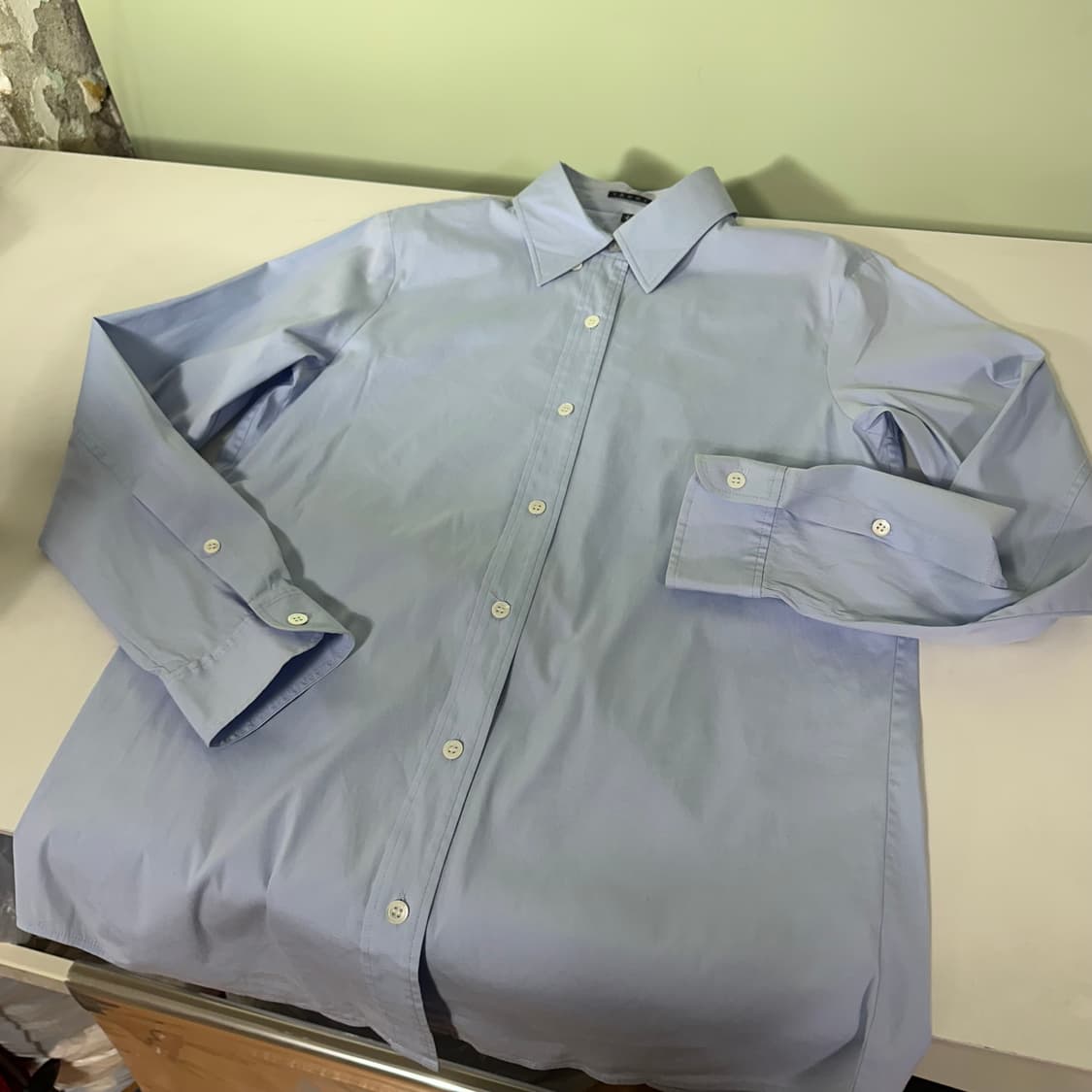 90 S 띠어리 스카이블루 와이드카라 셔츠 상품이미지3