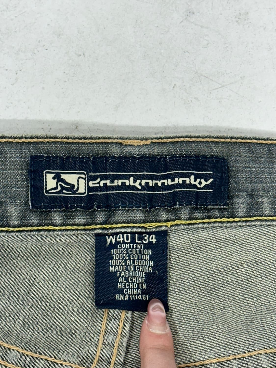 드렁큰 몽키 빈티지 힙합 와이드 그레이 데님 새깅 청바지 상품이미지7