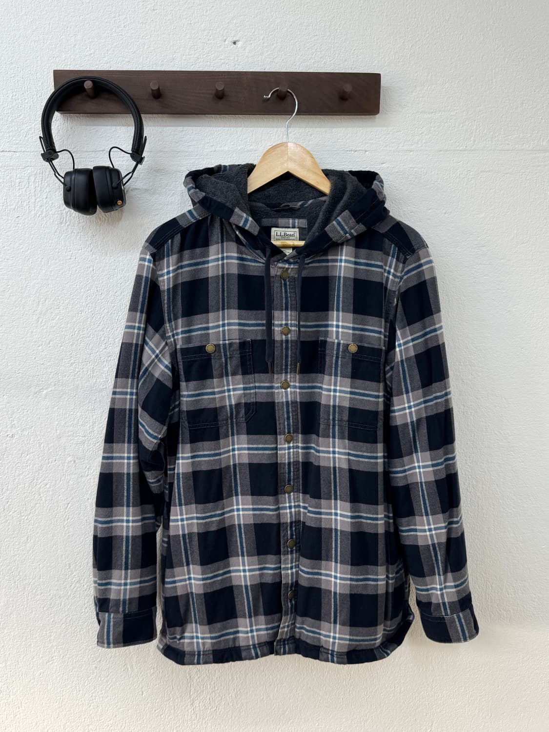 엘엘빈 플리스 체크 후드 자켓(T30) 상품이미지1