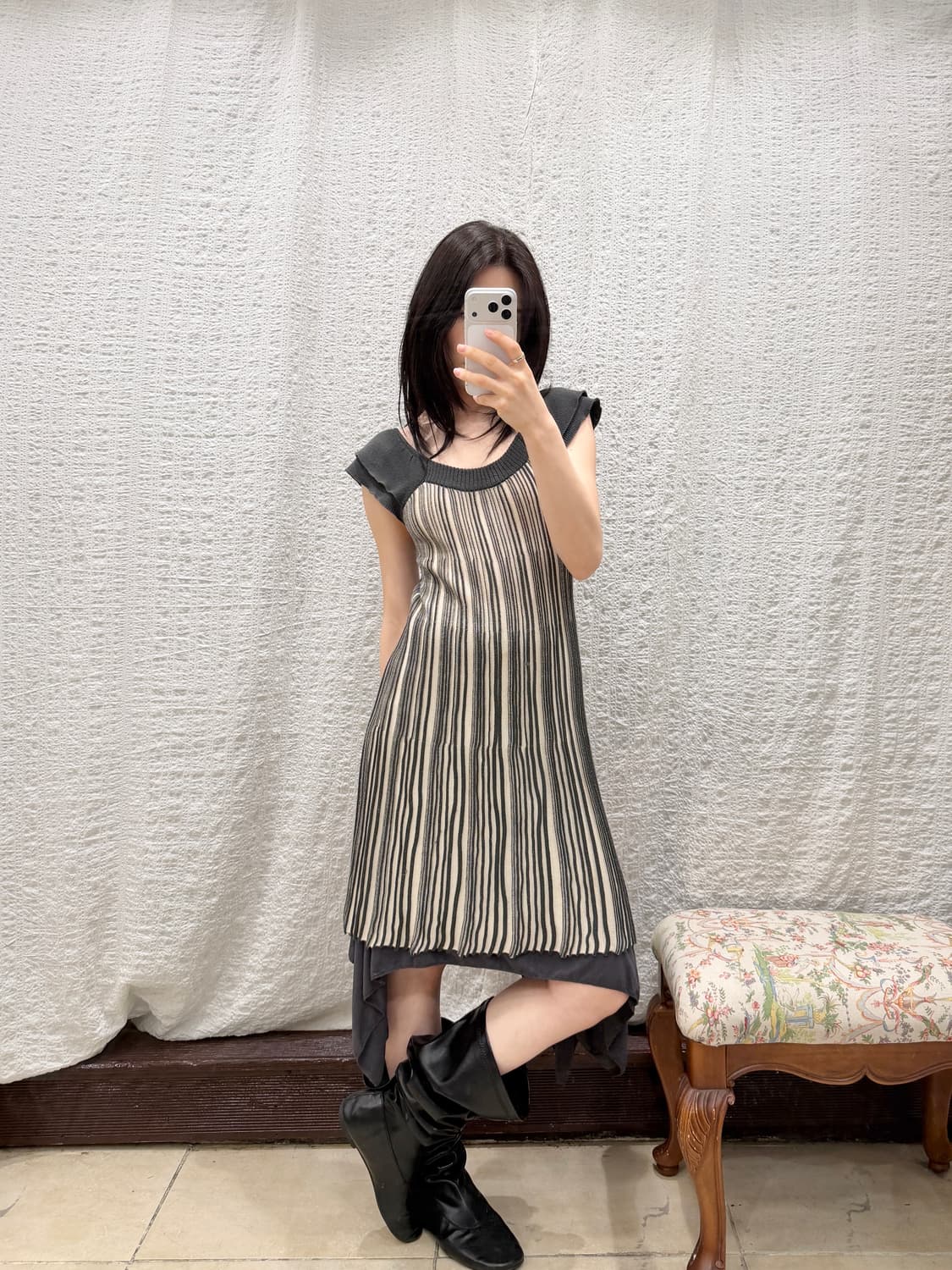 Drape hem knit ops 상품이미지3