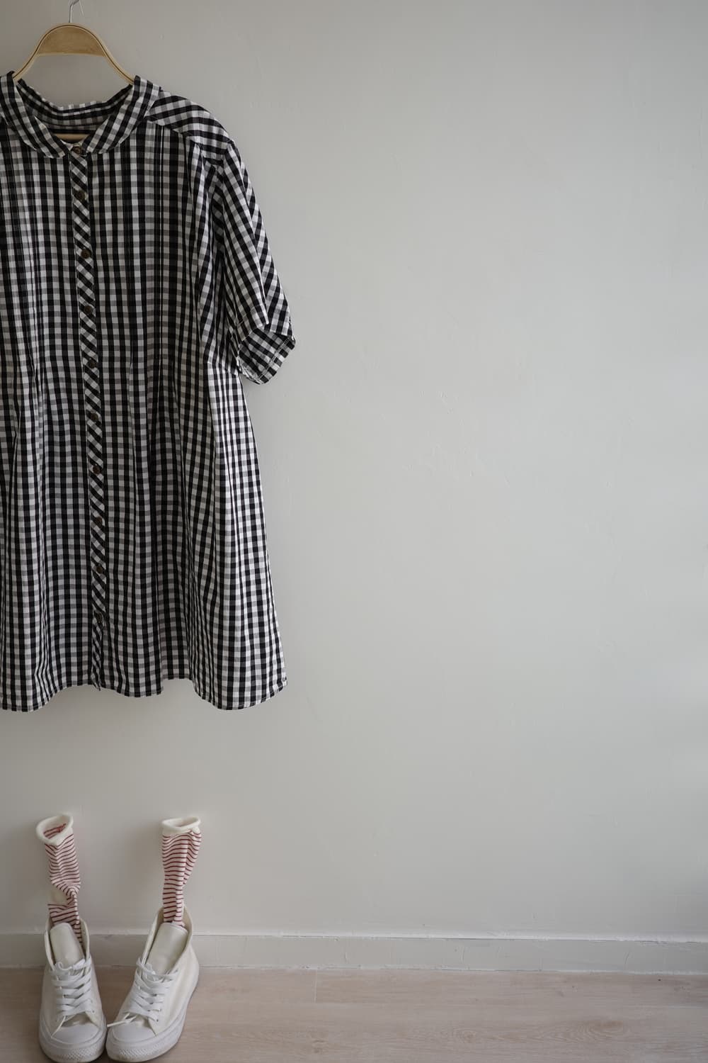 Smile Land 
• 블랙체크 둥근 카라 셔츠 원피스 상품이미지3