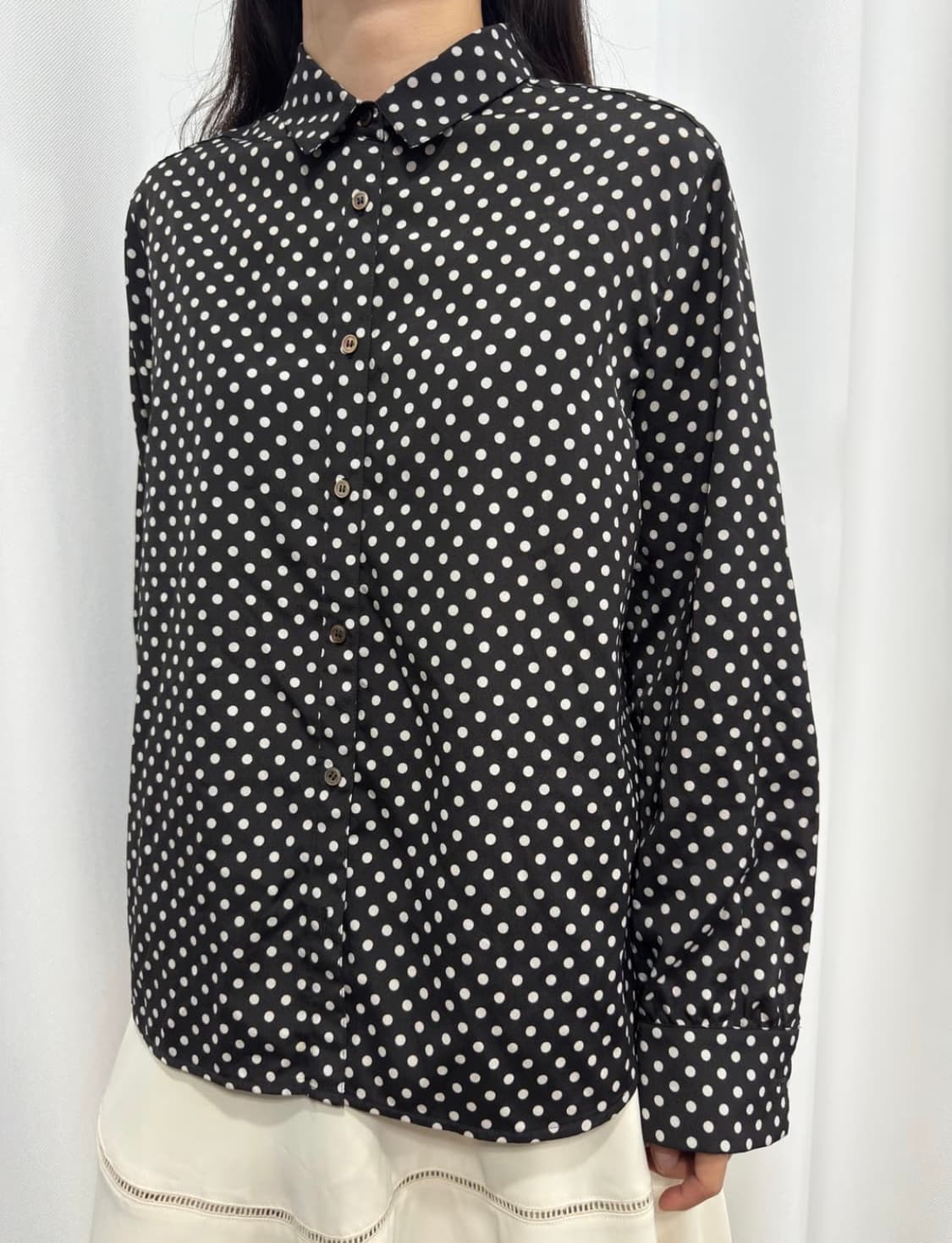 comme ca lsm 브라운 도트 셔츠 상품이미지5