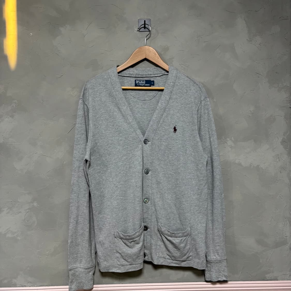 폴로 랄프로렌 니트 가디건 그레이 버건디 상품이미지1