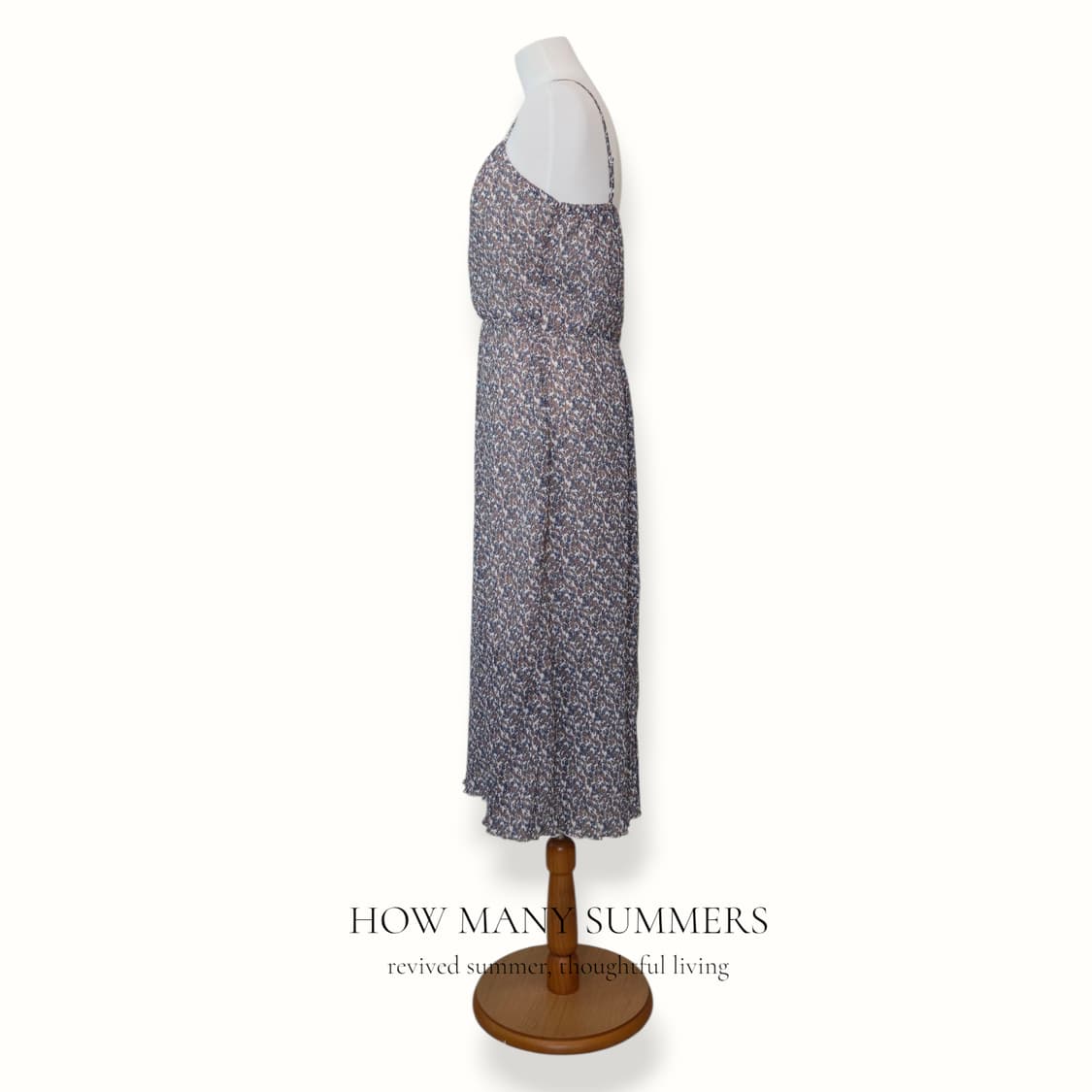 폴리 잔꽃 롱 원피스 M 브라운 패턴 나시 뷔스티에 밴딩 상품이미지2