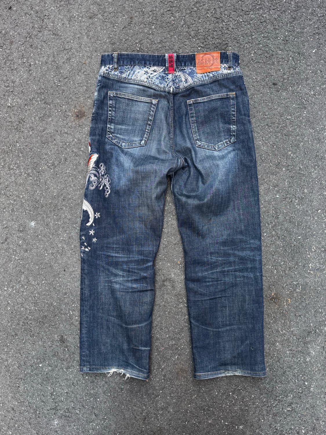 카라쿠리타마시 오리엔탈 코이 자수 데님팬츠 상품이미지6