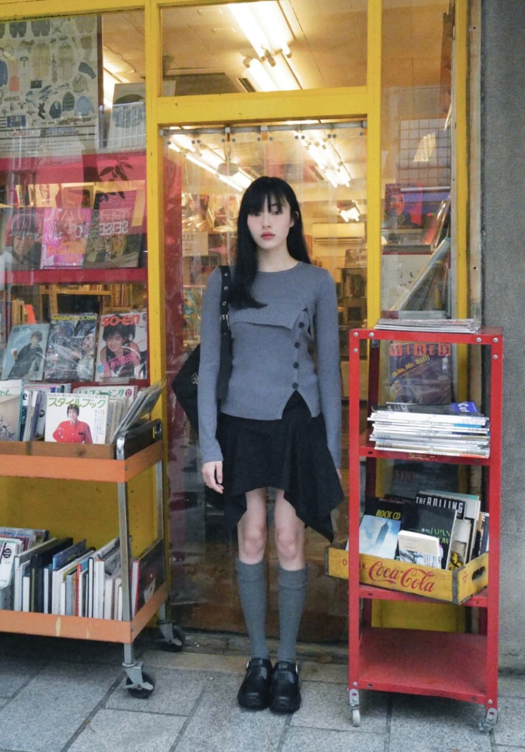 미세키서울 언발란스 미니 스커트 블랙 상품이미지7