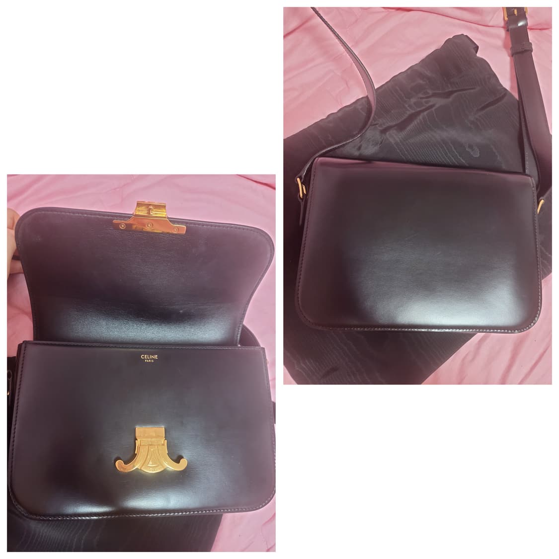 정품)급처상태양호!셀린느 트리옹프 크로스백 미듐블랙 가방 백화점 영수증O 상품이미지7