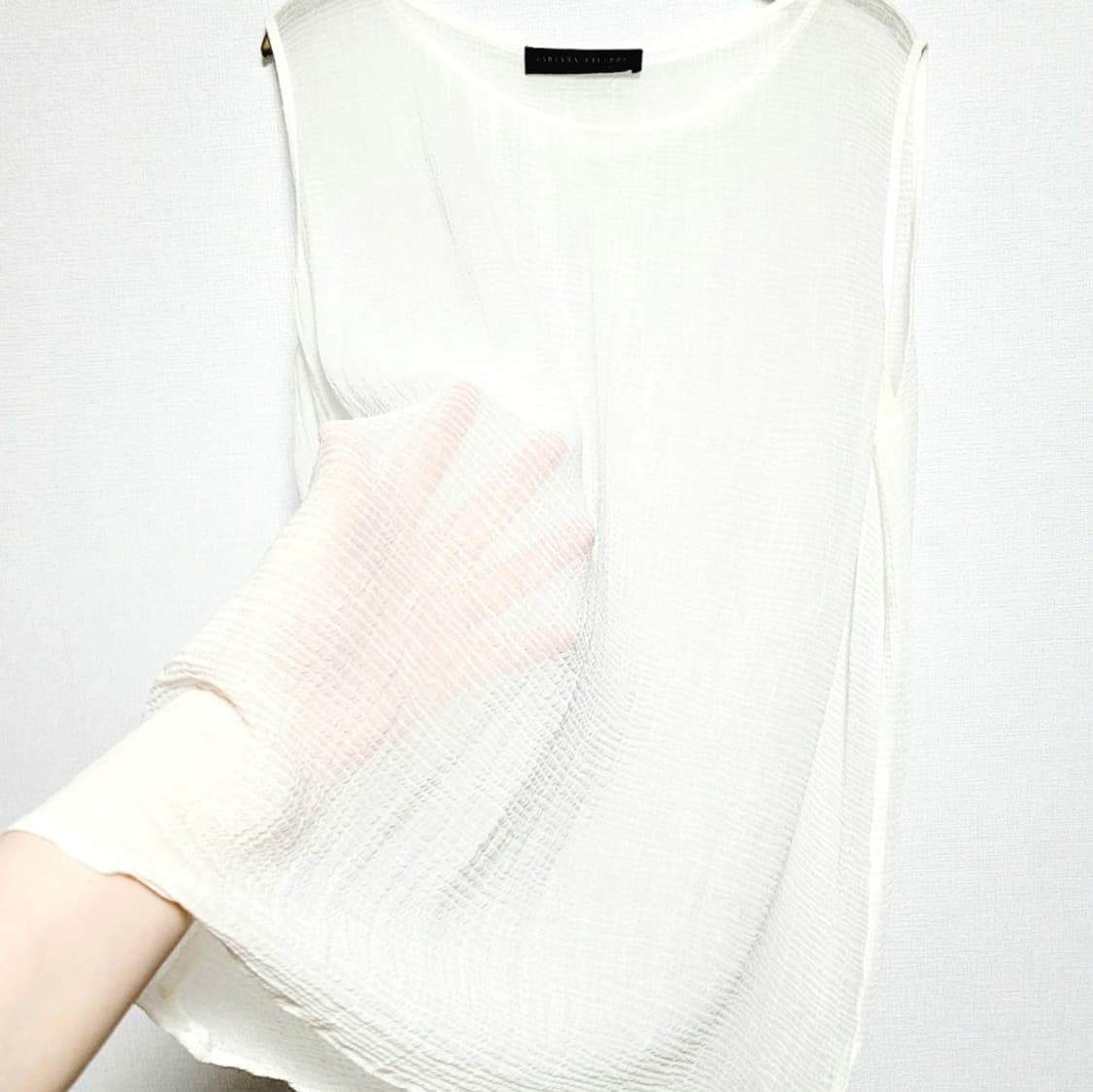 파비아나 필리피 코튼실크 시스루 슬리브리스 블라우스 (5566) 상태최상 상품이미지2