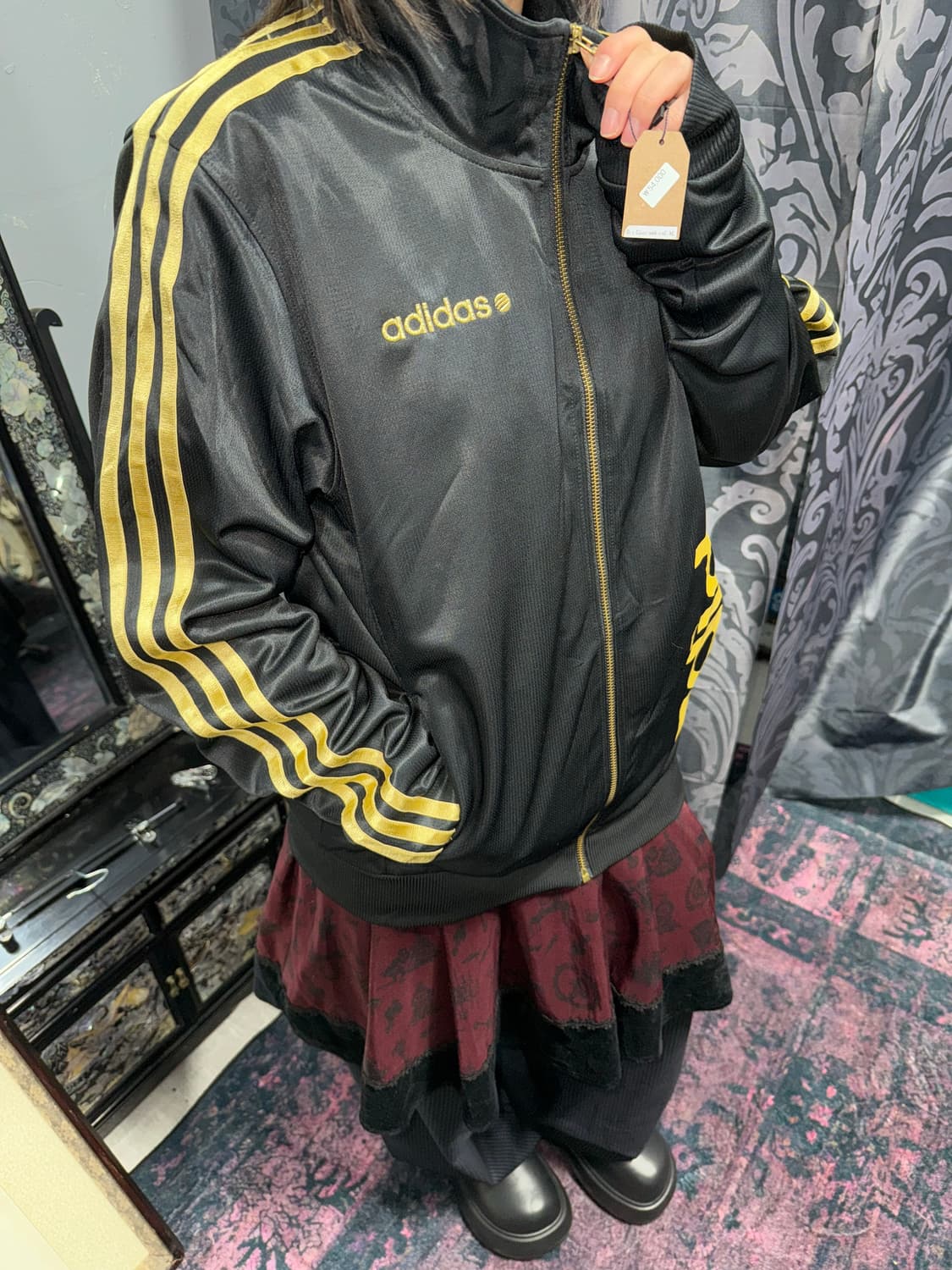 아디다스 Y2K 글리터 골드라인 집업 상품이미지3