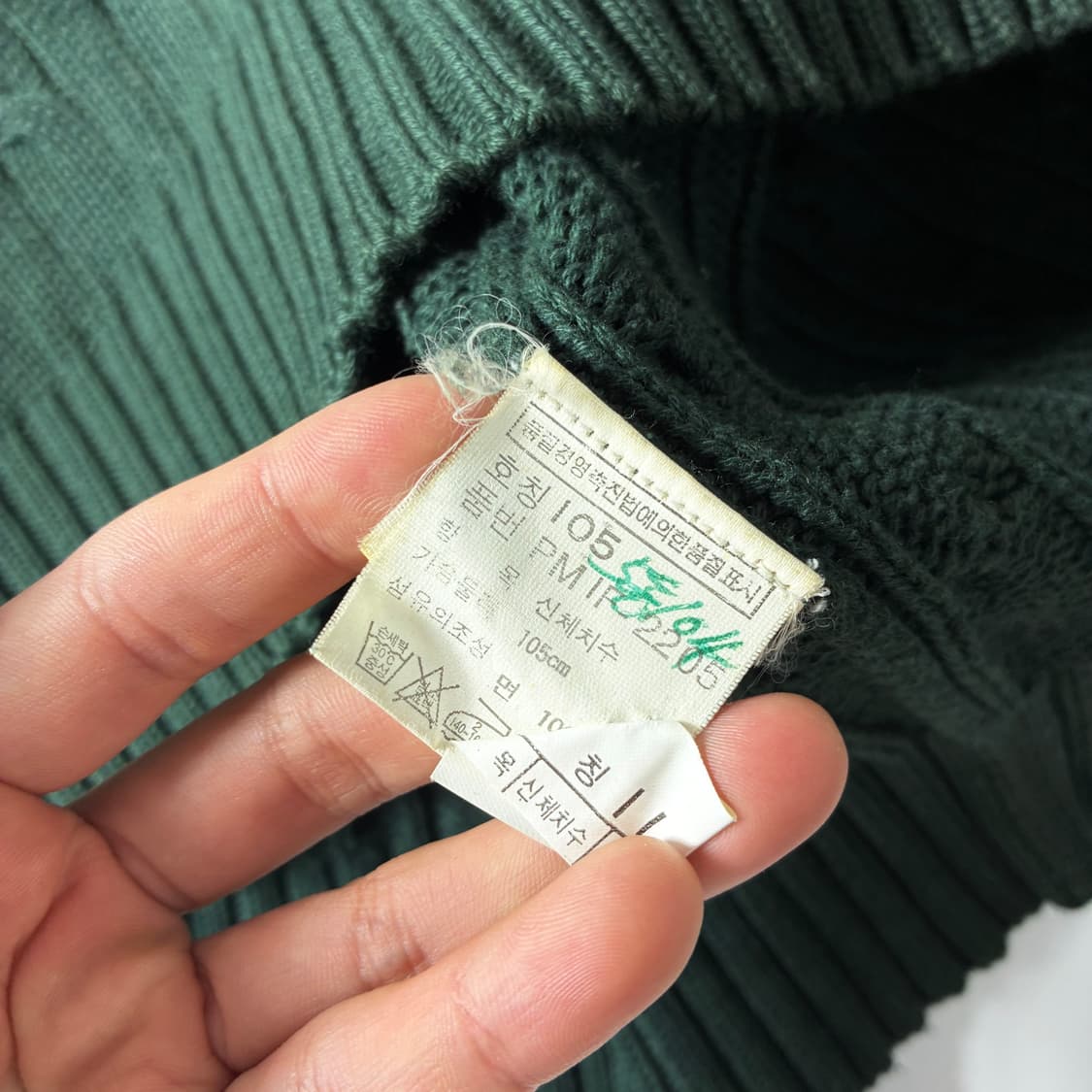 Polo  폴로 랄프로렌 자수 코튼 브이넥 그린 꽈배기 니트  상품이미지4